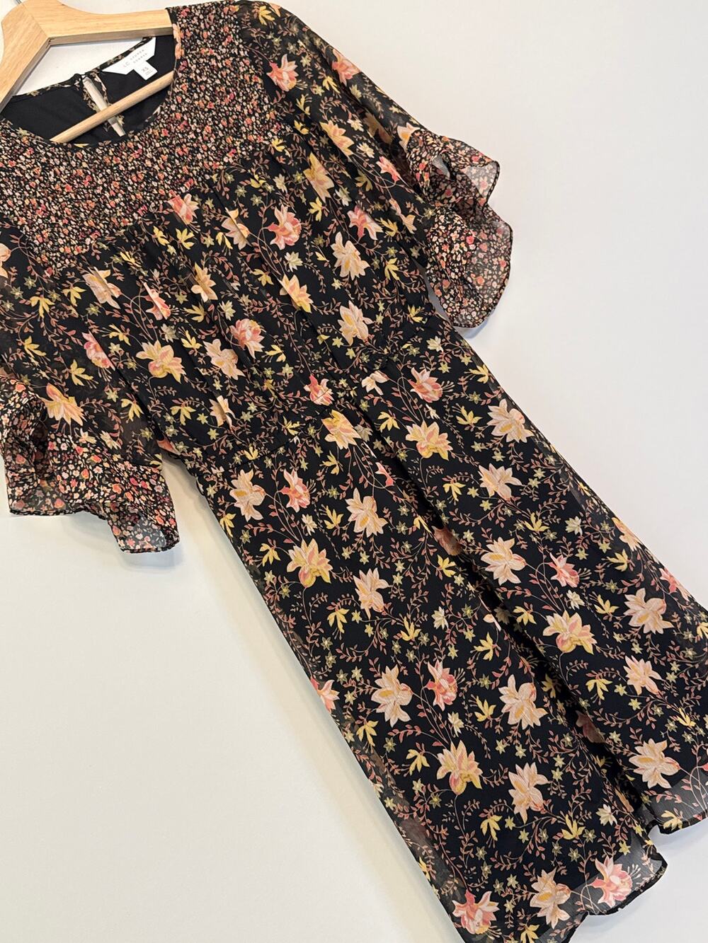 Lauren Conrad Floral Print Ruffle Sleeve Dress XS